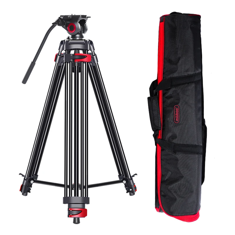 miliboo MTT602A Professional Portable Aluminum Fluid Head Camera Tripod for Camcorder/DSLR Stand Video Tripod 76 " Max Height