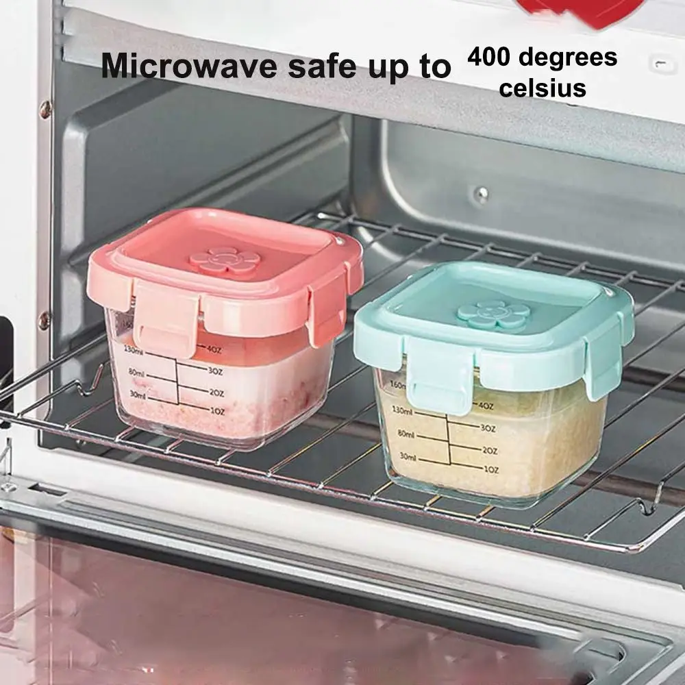 170ml Glass Food Storage Box Frozen Baby Food Glass Cup Baby Storage Jar for Little Ones Microwave Safe