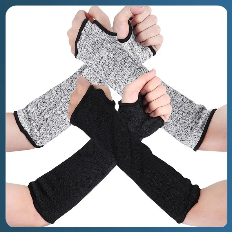 AB02 2 Pairs Cut Resistant Sleeves Protective Arm Sleeves Safety Arms Protection With Thumb Hole,Garden Kitchen