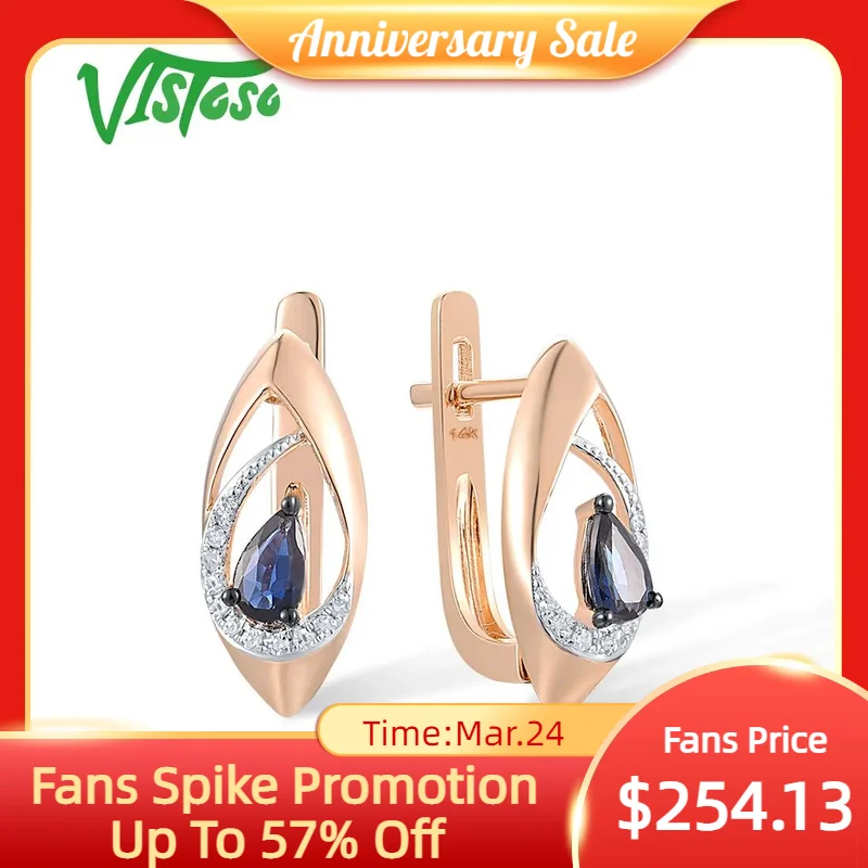 

Женские серьги с синим сапфиром VISTOSO, серьги из розового золота 14 к 585 пробы, с бриллиантами, маркизом, повседневные ювелирные украшения из драгоценных камней для свадебной вечеринки