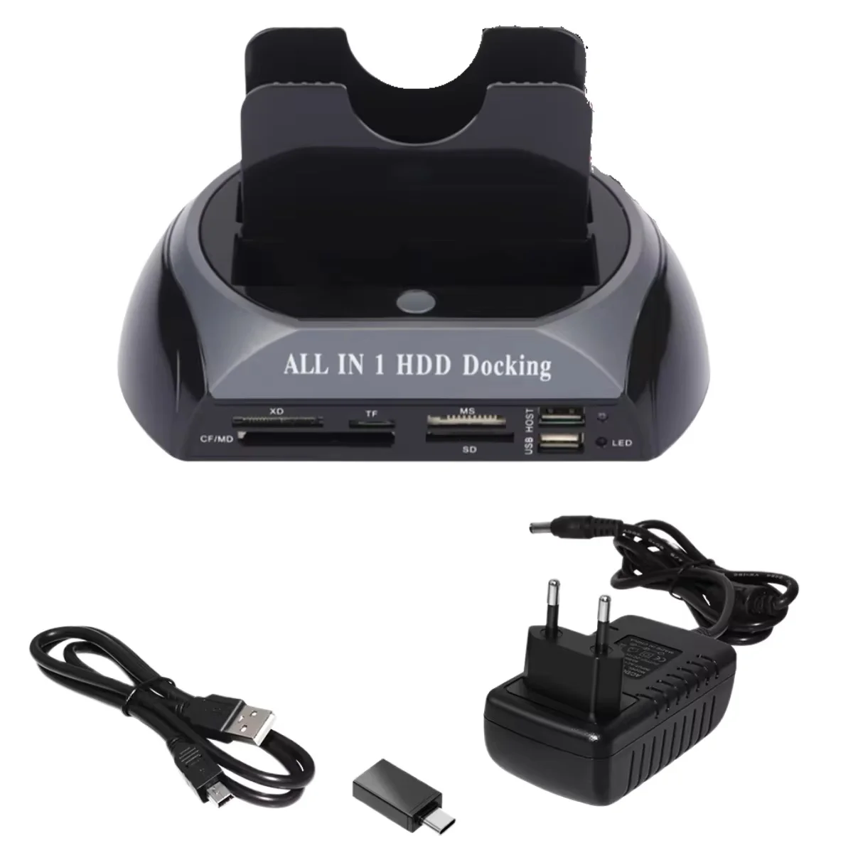 듀얼 베이 USB 2.0 도킹 스테이션 카드 리더기 IDE SATA eSATA 올인원 하드 드라이브 복제 기능으로 간편한 데이터 관리