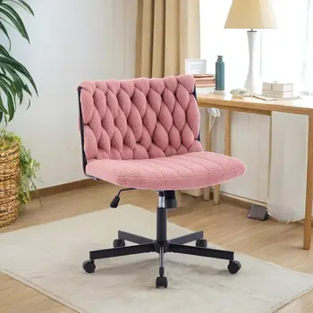 Criss Cross Chair with Wheels, Wide Seat Home Office Desk Chair, Vanity Chair, Cross Legged Swivel Chair, Computer Task Chair
