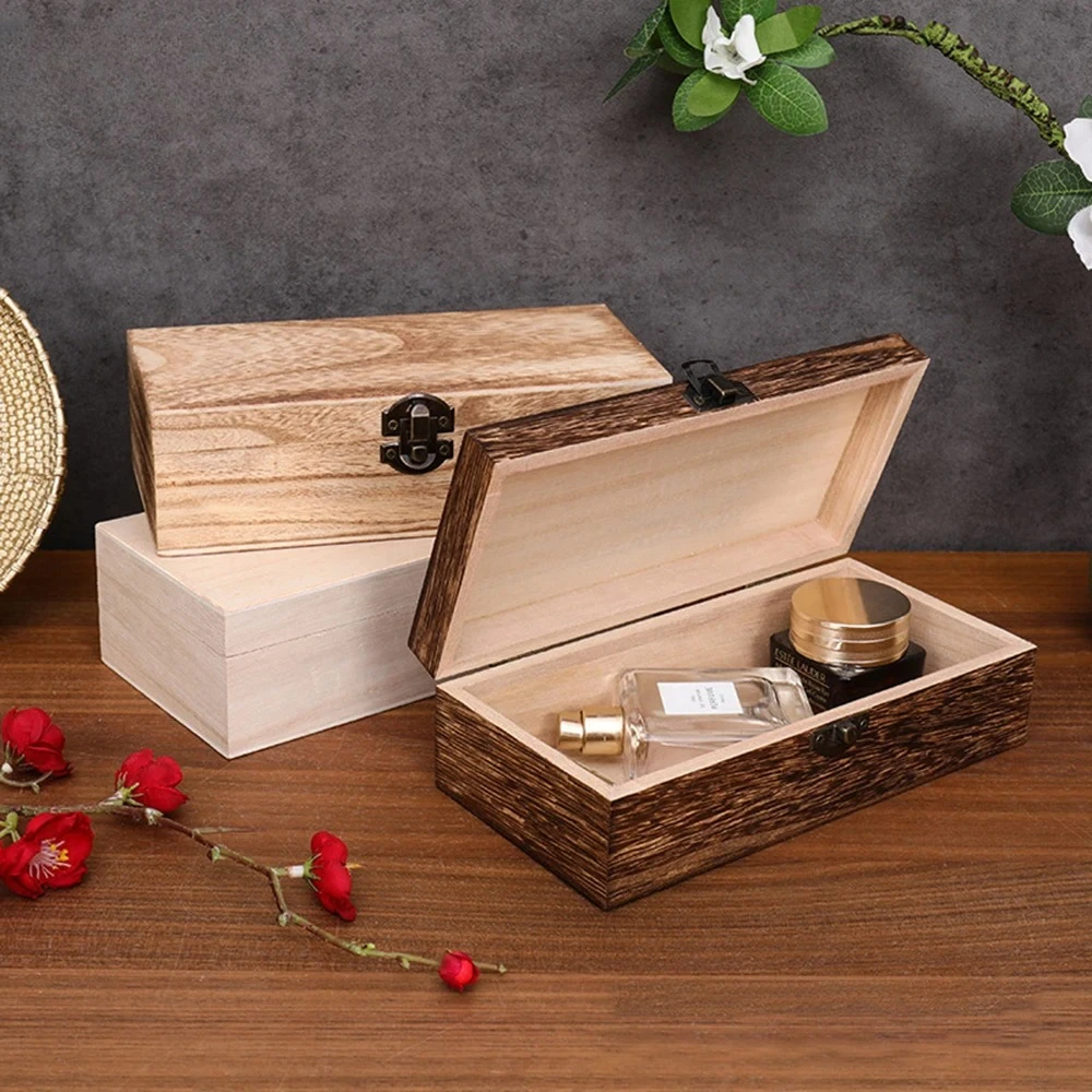 Wooden Gift Box Rectangular Wooden Box - Colored Storage Box Wooden Gift Packaging Box Organizer Box