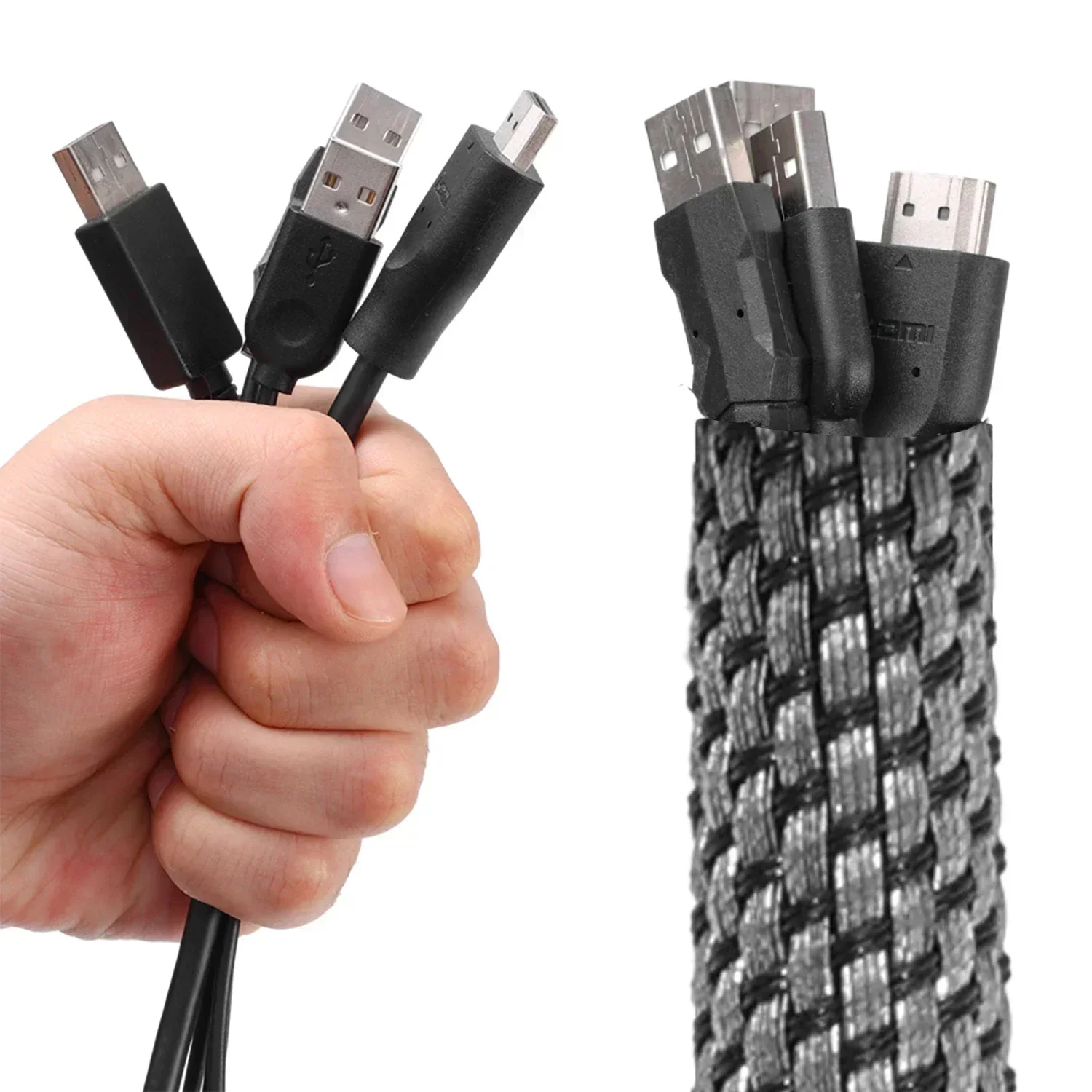 5-8mm Thermoresistant Tin Plating Cable Tube Sleeve EMI Shielded Flexible Wire Wrap Cover Line Cord Organizers Cable Management 2