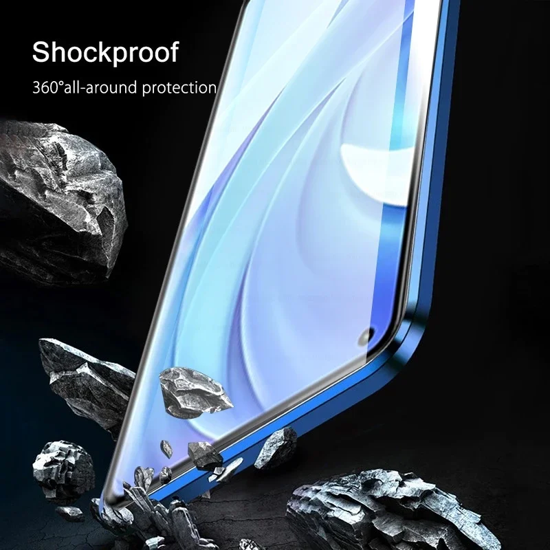 Phone Case For Xiaomi Mi 11 Ultra 360 Magnetic Flip Cover For Xiaomi 14T Pro 15 13 Ultra 13T Mi12S Pro 12X Double Sided Tempered Glass