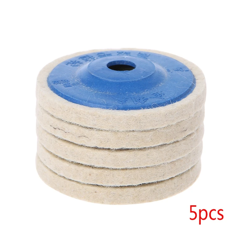 

5Pcs 4'' Round Polishing Wheel Felt Wool Buffing Polishers Pad Buffer Disc Tools