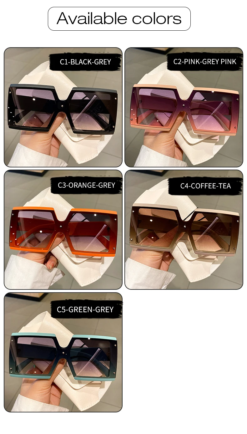 Kammpt quadratische übergroße einteilige Sonnenbrille Männer Frauen trend ige Farbverlauf brille Brillen Mode Luxusmarke Design Sonnenbrille – Detail 8