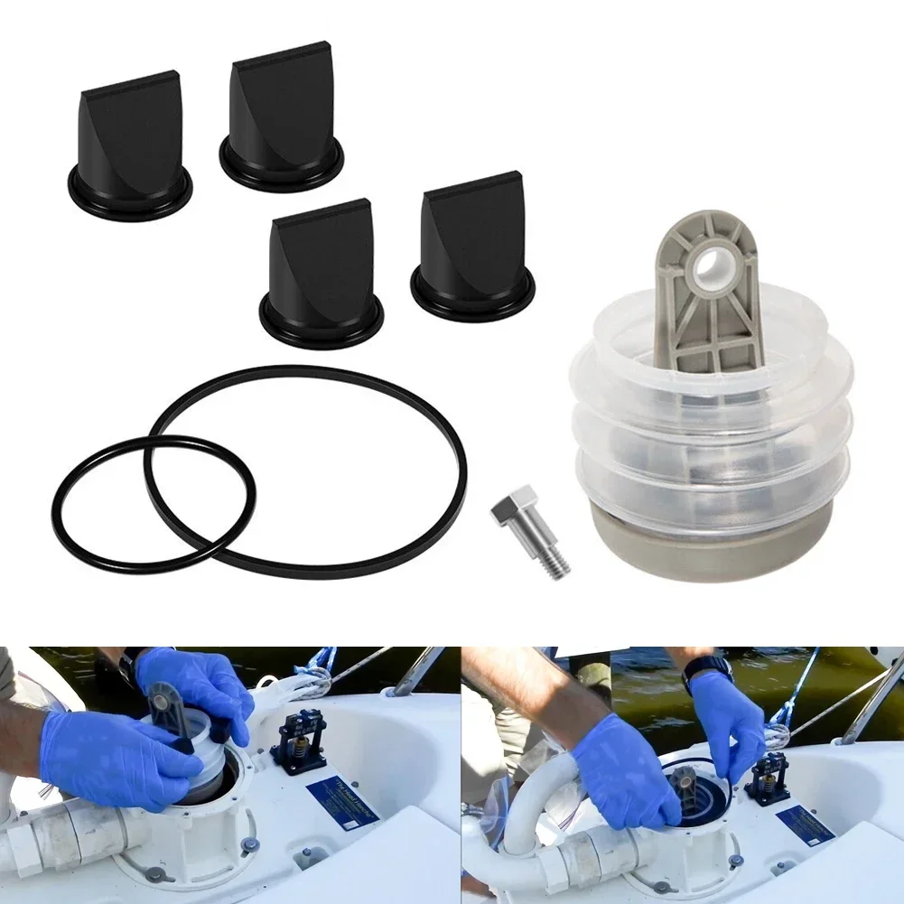 Pump Bellows Kit Replace 4x 1-1/2'' Duckbill Valve Kit + Bellows-Pump & Bolts For Dometic S T J VHT And VG Series 385230980 pump bellows kit