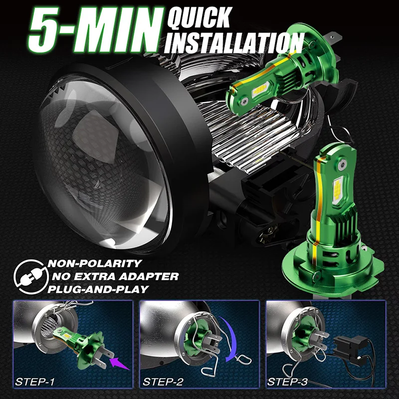 High-Power LED Car Headlight with Turbo Fan and Wireless Spotlight Technology