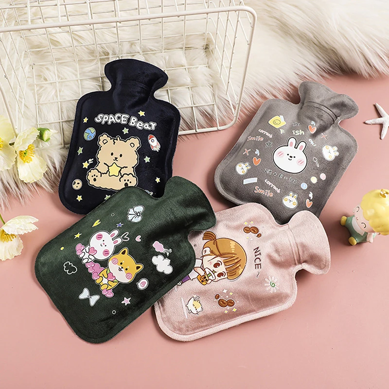 1 Pcs Winter Removable Plush Hot Water Bottle Protective Case Cold-proof Warm Velvet Cover Heat Preservation Covers Girl Gifts