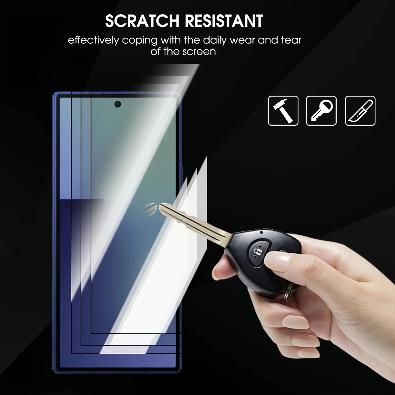 Premium Screen Protector Set with Fingerprint Toughened Glass - No Dust Easy Kit (3-Pack)