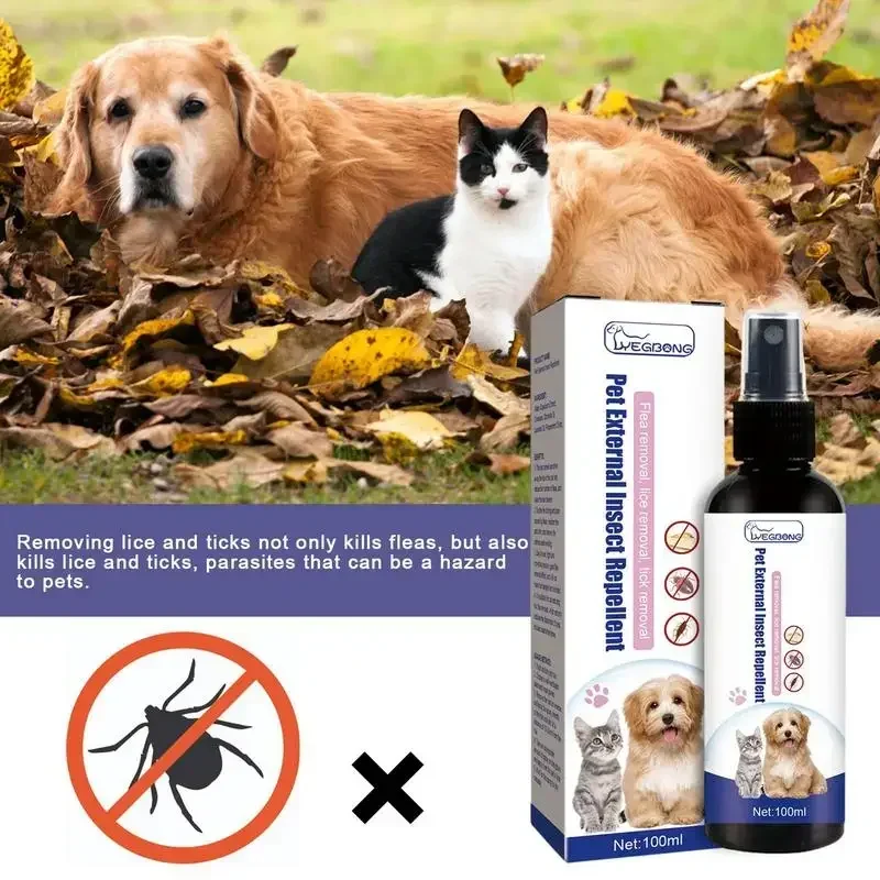 Pet Dog Cat Anti Flea Drops 100ml Insecticide Flea Lice Insect Remover Spray And Tick Concentrate Formula