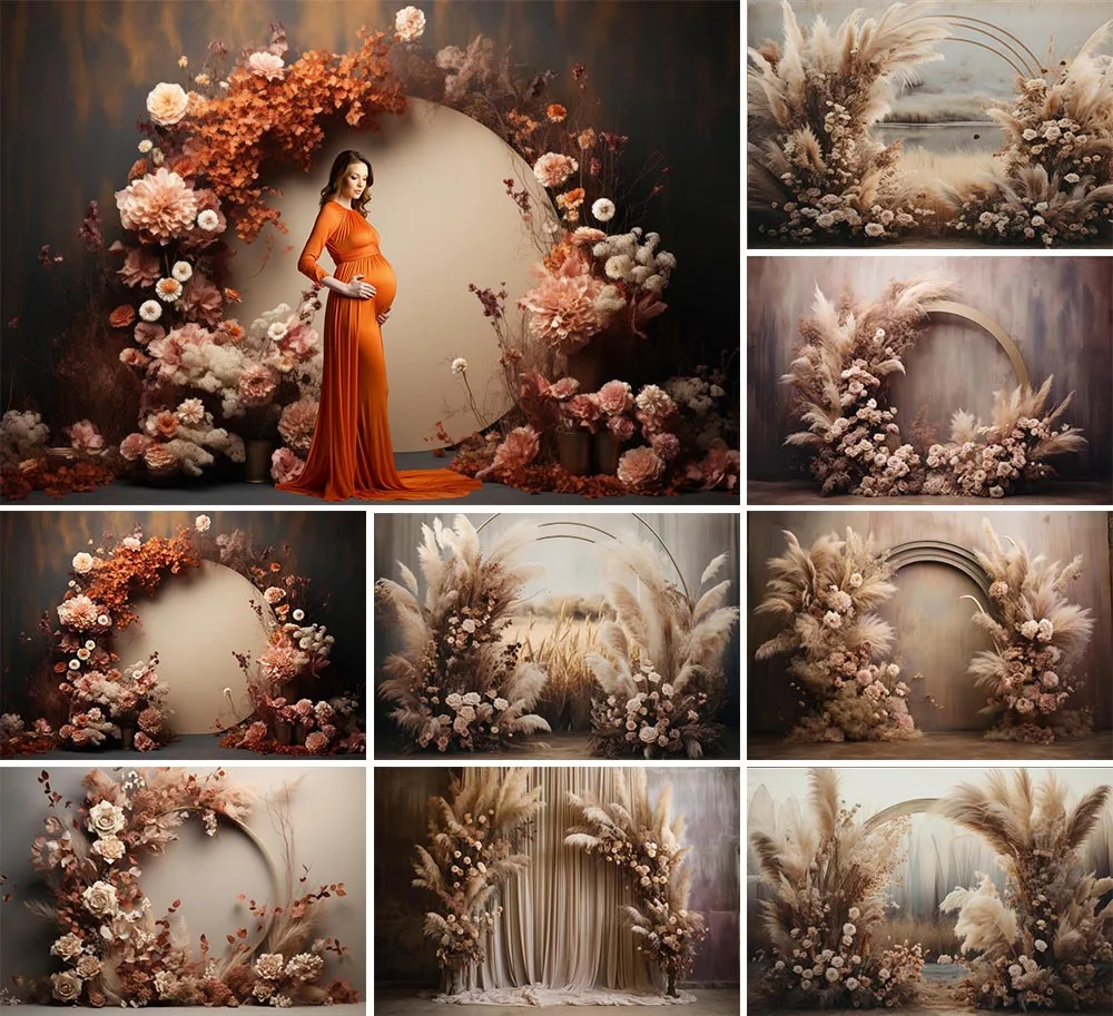 Mehofond Photography Background Boho Pampas Arch Floral Adult Birthday Wedding Maternity Portrait Decor Backdrop Photo Studio
