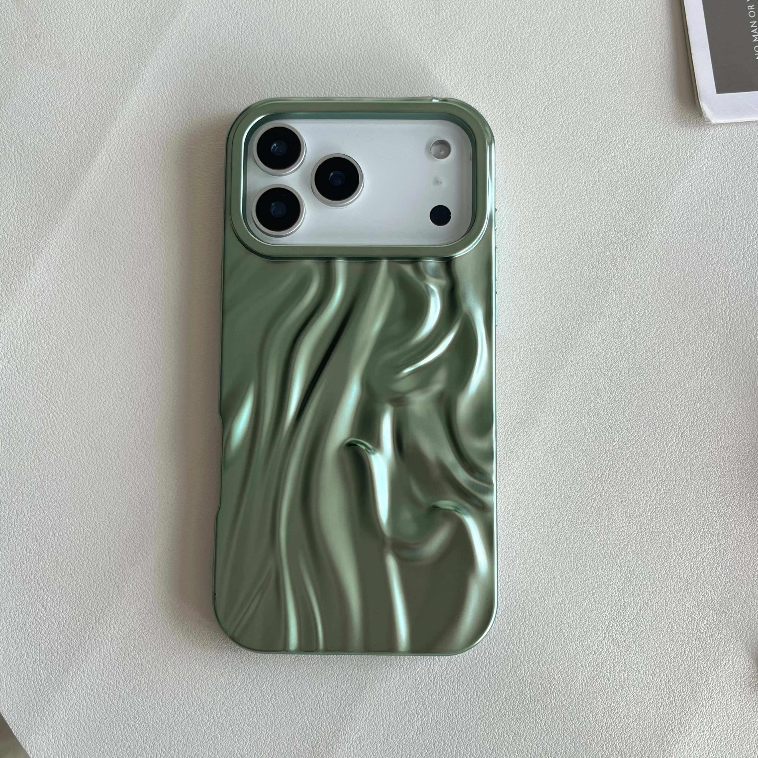Luxury Plating Water Ripple Shockproof Phone Case - Glossy Matte Silicone Cover