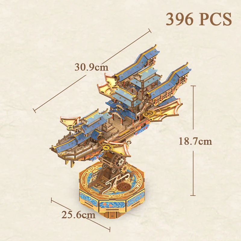 DIY 3D Wooden Puzzle Wind Voyager Miniature Model Kits Mechanical Gear Rotation Puzzles for Friends Birthday Gifts Home Decor 6