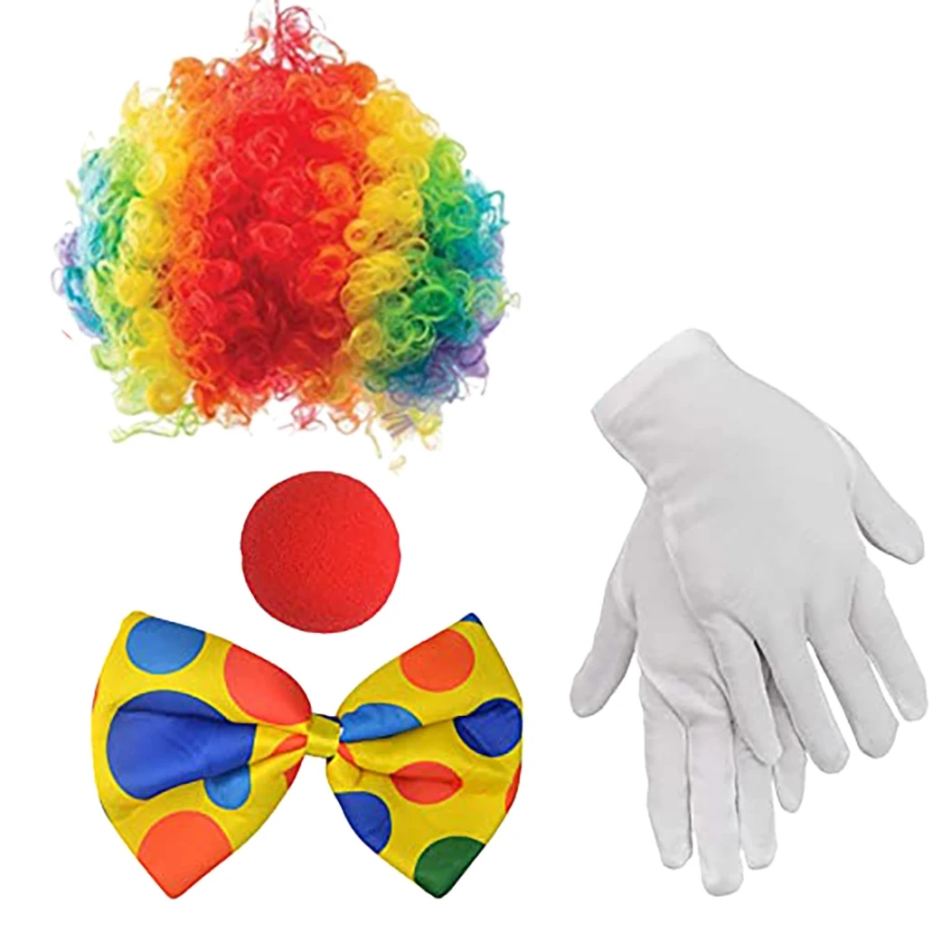 

Clown Costume Clown Wig Clown Nose Accessories Bow Tie White Gloves for Women Men Adults Carnival Party