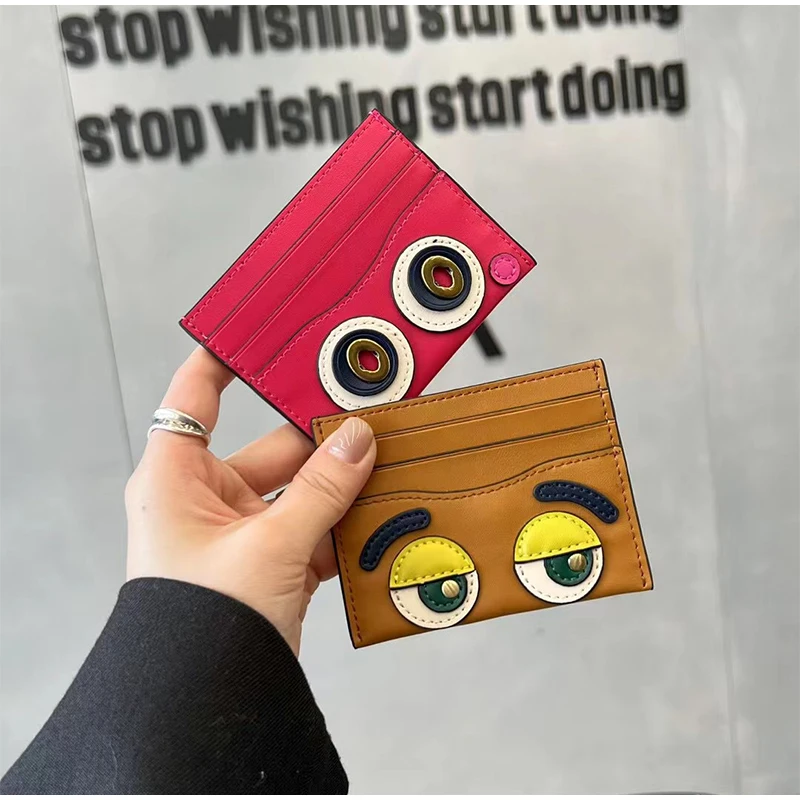 

Cowhide Leather Card Holders Lady Coin Pocket Slim Minimalist Cardholder ID Credit Bank Card Sleeve Female Purse Solid Wallet