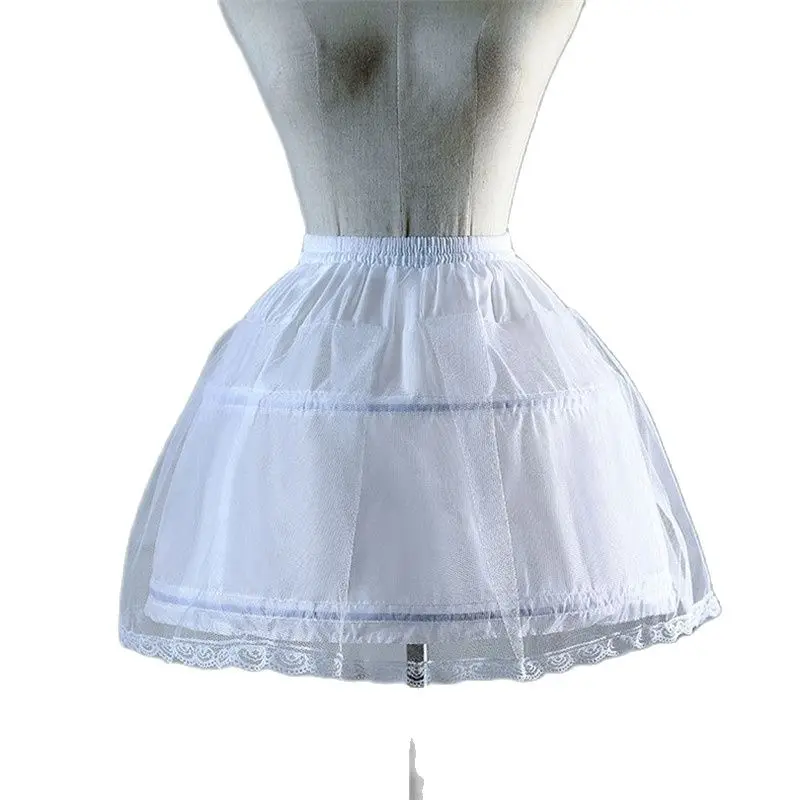 Petticoat Skirt Petticoat Underskirt Wedding Underskirt Flower Girl Underskirt Wedding Petticoat Vintage Underskirt White Girl's small dress princess skirt two loops one lace wedding dress hard mesh skirt support performance underskirt