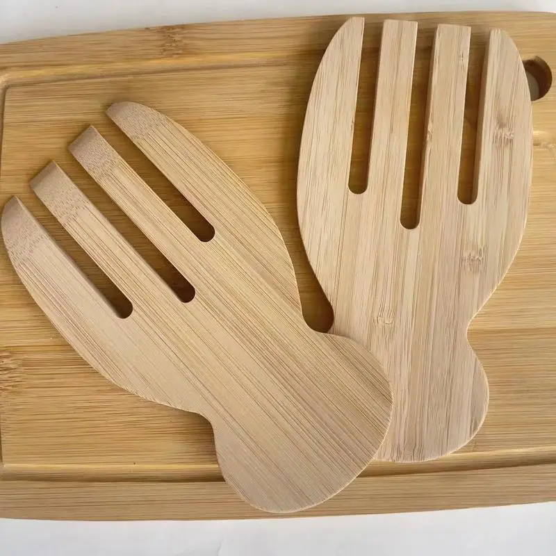 Wood Salad Server 2pcs Wooden Salad Claws For Serving Creative Kitchen Tool With Smooth Surfaces Hand Grinding Hand For