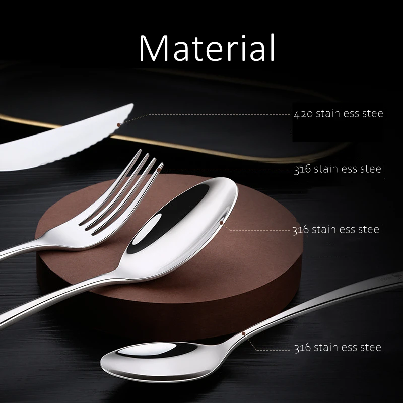Cutlery Set 12 Pcs LFGB Certificate 316 Stainless Steel Steak Cutlery Set Ultra Sharp Dinner Knife Fork Spoon Tableware Flatware Family Gift