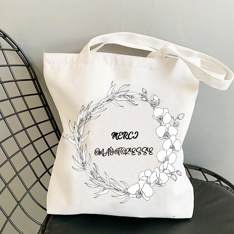 France MERCI MAÎTRESSE Ladies Travel Bags Fabric Shopping Tote Bag Woman Shopper Canvas  Designer Handbags Beach Cloth Shoulder travel wallet Totes