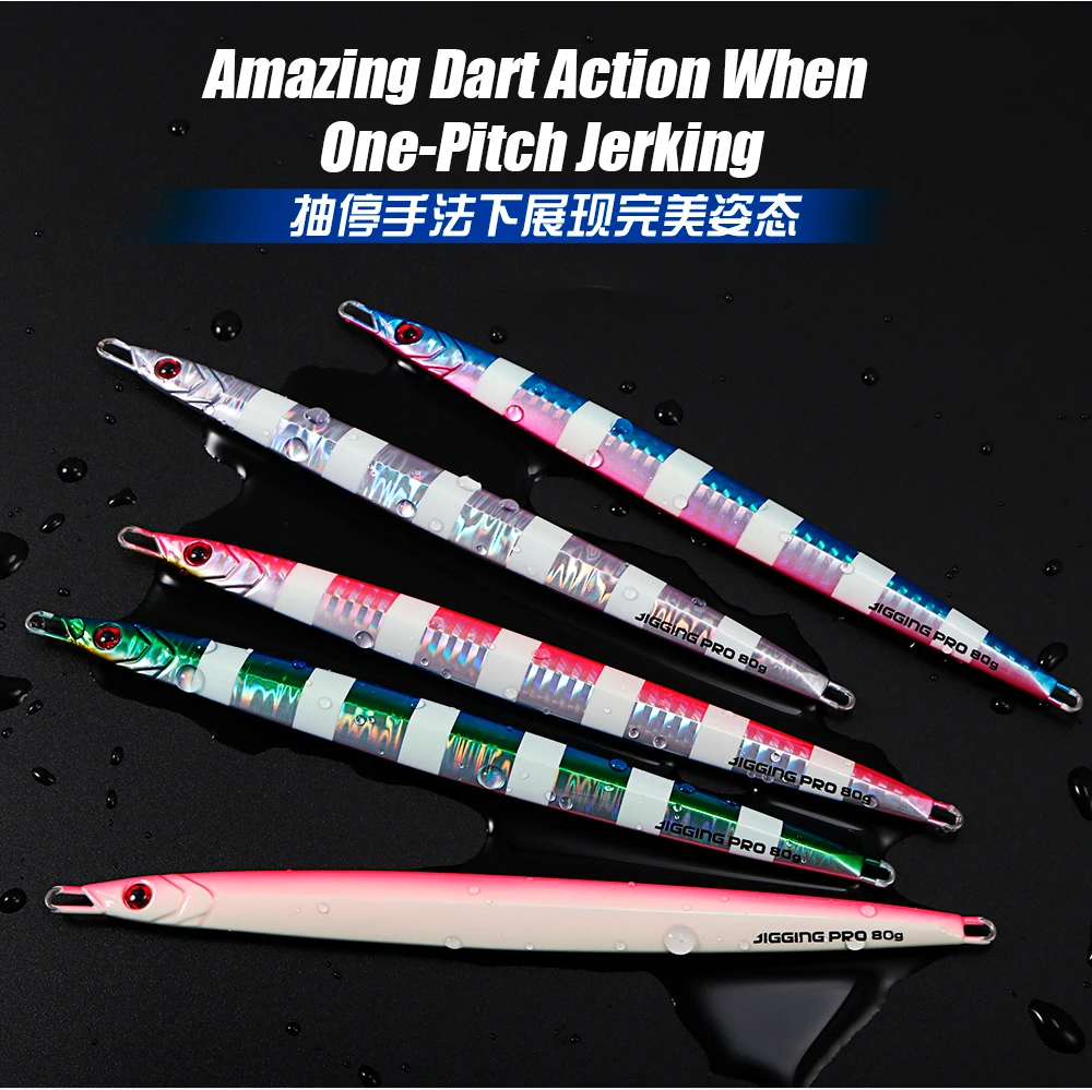 JIGGING PRO Vertikale Metall-Jig-Langklinge, 40 g, 60 g, 80 g, 100 g, schnell leichter Jigging-Köder, Kühl-Langwurf, sinkender Angelköder – Detail 5