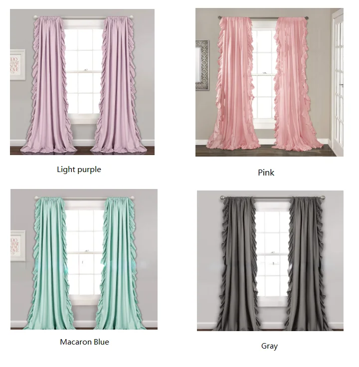 Luxury 2022 American Nordic Ruffle Solid Color Blackout Curtain Customized Sheer on Sale Bohemian Wedding Decoration 