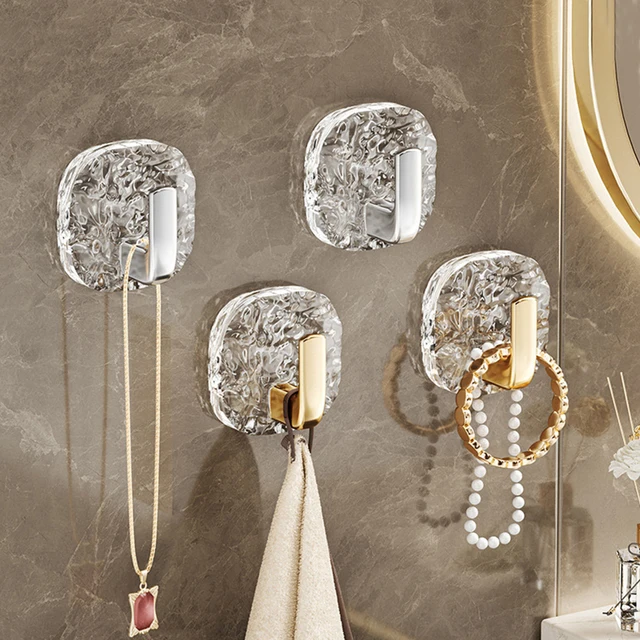 ​ ตะขอแขวนกาวใสสำหรับงานหนัก 4 ชิ้น, ไม่มีเจาะแขวนผนังเหนียวเหนียว, ห้องน้ำ/ห้องครัวตะขอสำหรับผ้าเช็ดตัว, เสื้อโค้ท, กุญแจ 1