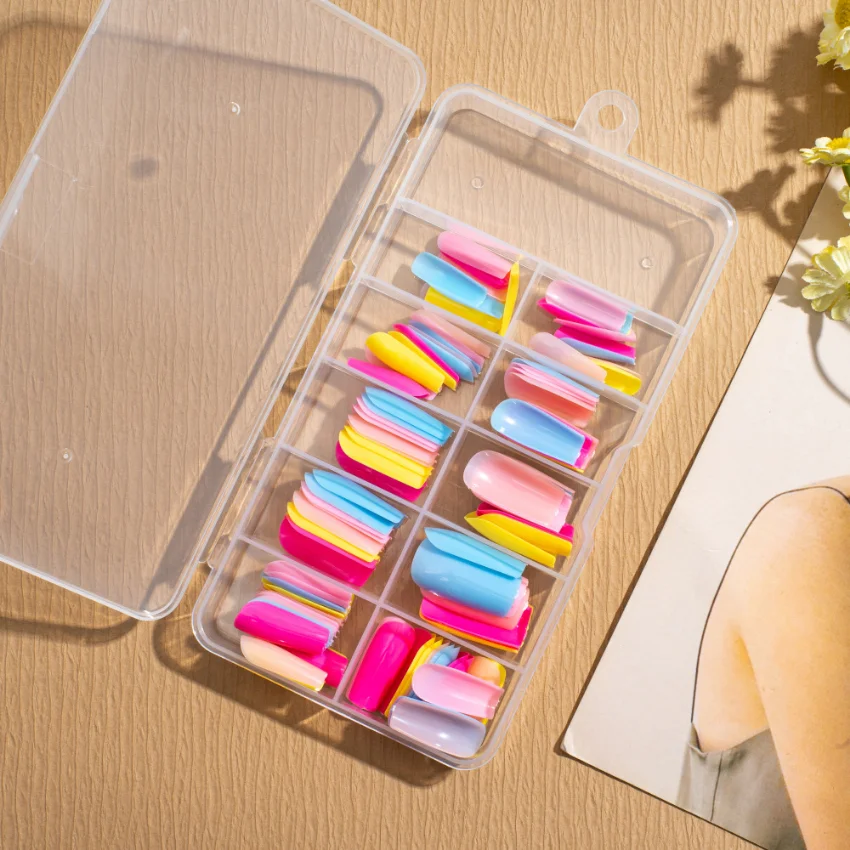 

120pcs Mixed Color False Nails Wearable Full Cover Flat Head Nail Tips Mixed Color Wholesale Press on Nails Faux Ongle