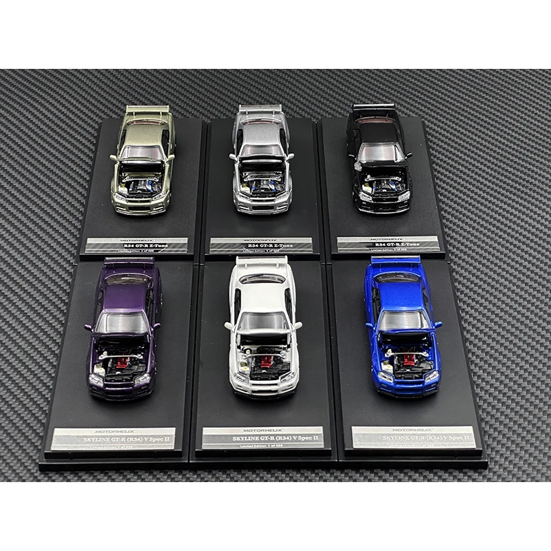 MH 1:64 SKYLINE GTR R34 V Spec II Z Tune Opened Hood Diecast Car Model MOTORHELIX 5