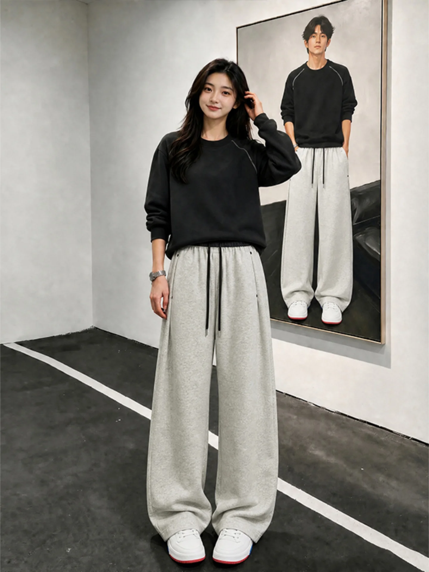 Trendy Color Block Elastic Waist Knife  Sweatpants Men's Cleanfit American Simple Loose Fit Sporty Long Trousers