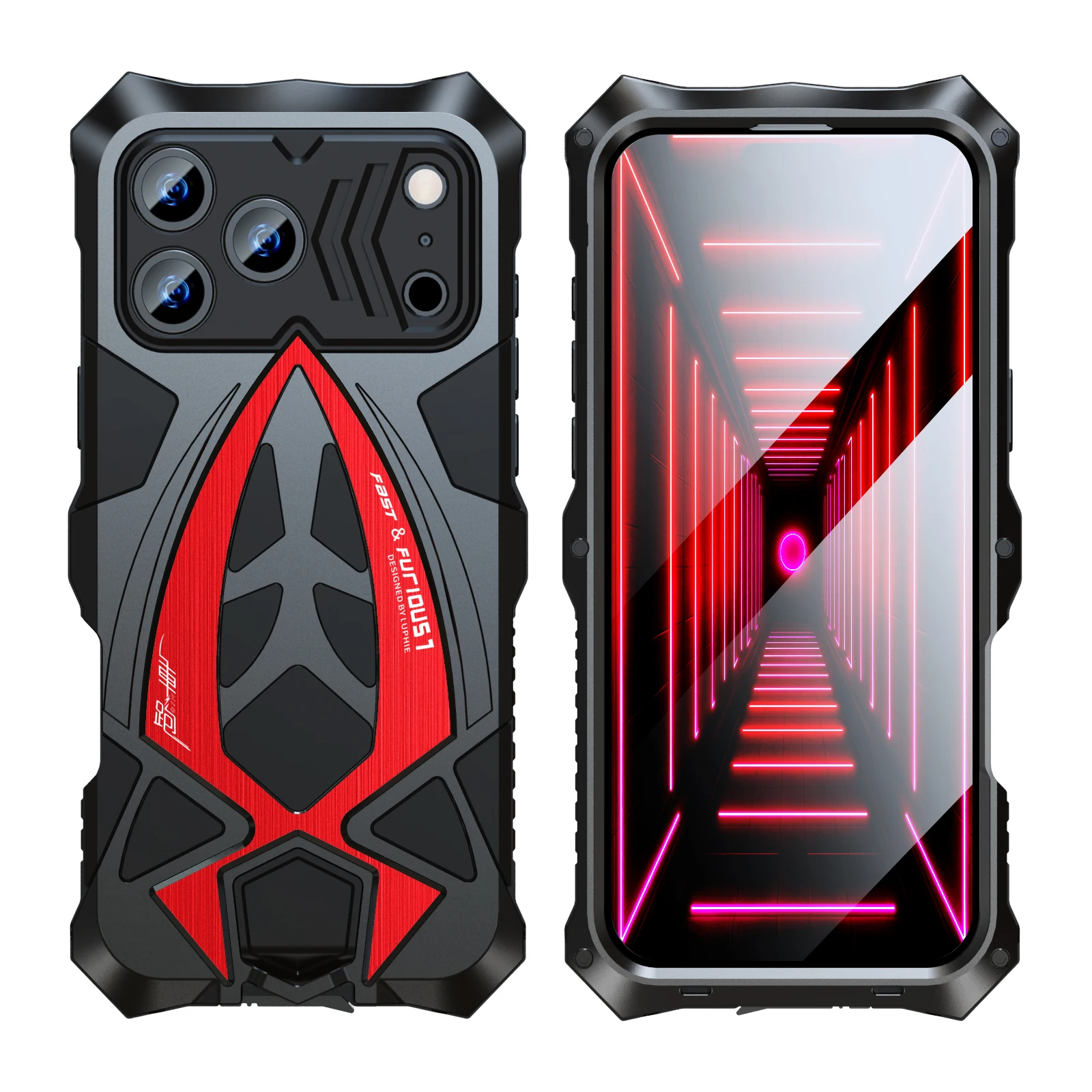 Luxury Heavy-Duty Mixed Armor Phone Case with Aluminum Metal Frame and Rugged Shockproof Back Cover