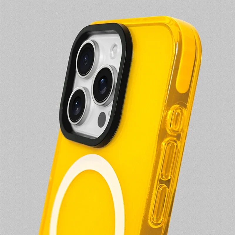 Neon Crystal Clear Magnetic Phone Case with Wireless Charging Compatibility