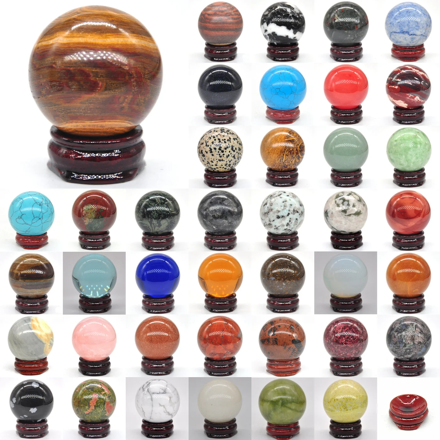 Natural Gemstones Ball Healing Crystals 40MM Home Decoration Reiki Wicca Chakra Stones Sphere Rocks Mineral Gem Massage Globe