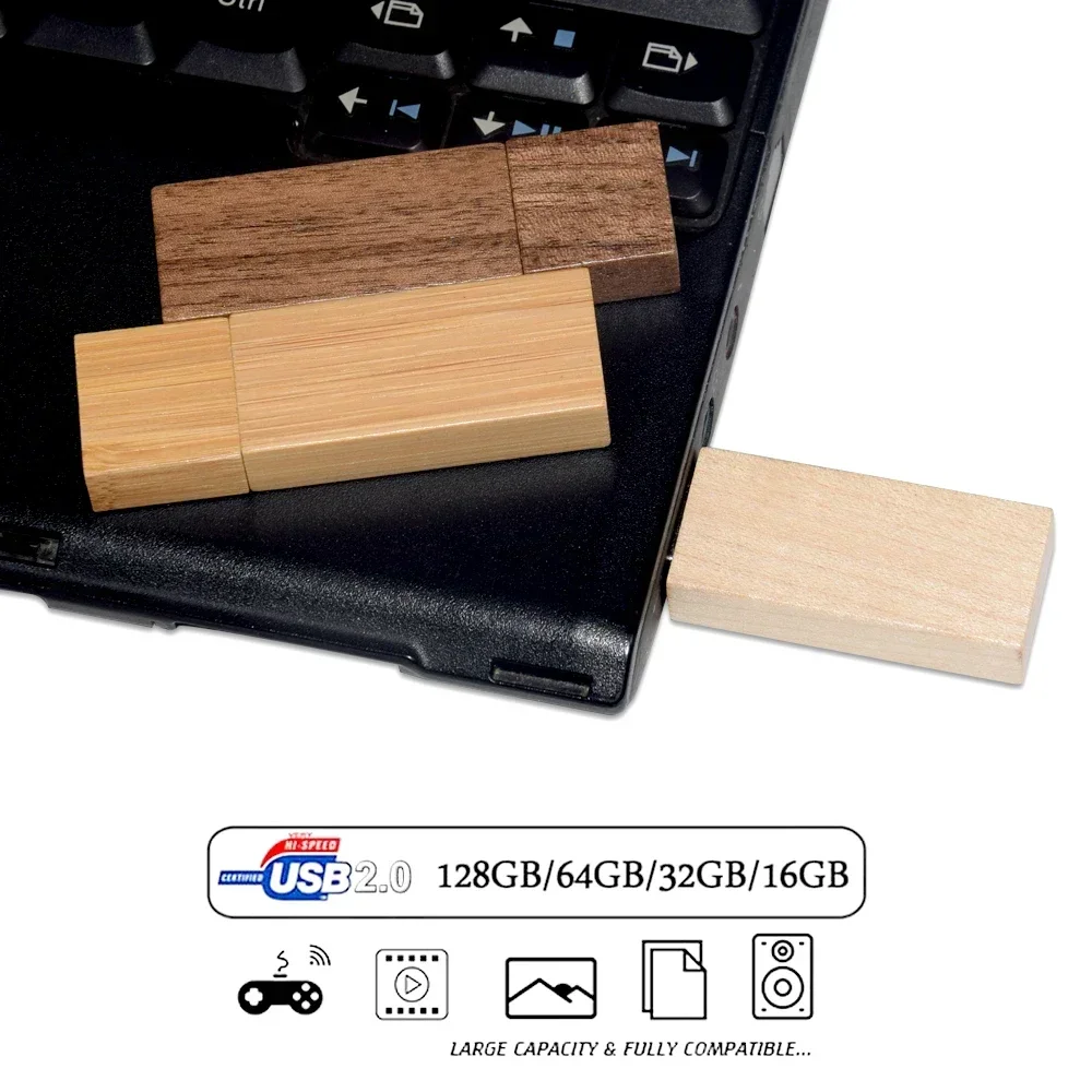 20pcs USB 2.0 고객 로고 나무 + 상자 USB 플래시 드라이브 메이플 우드 pendrive 4GB 16GB 32GB 64G U 디스크 메모리 스틱 무료 배송