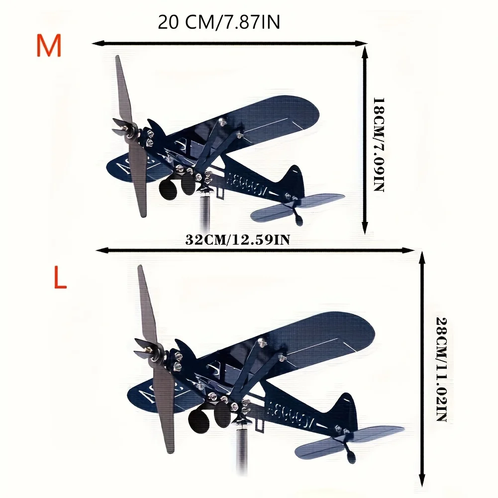 Metal Airplane Weathervane 3D Piper J3 Cub Wind Spinner Windmill Garden Decor Home Outdoor Roof Plane Indicator P1C8