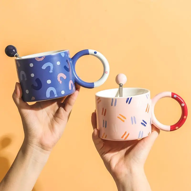 

Ins Wind High Value Mug Creative Cute Drinking Cups Girls Ceramic Cup Office Couple Coffee Cup