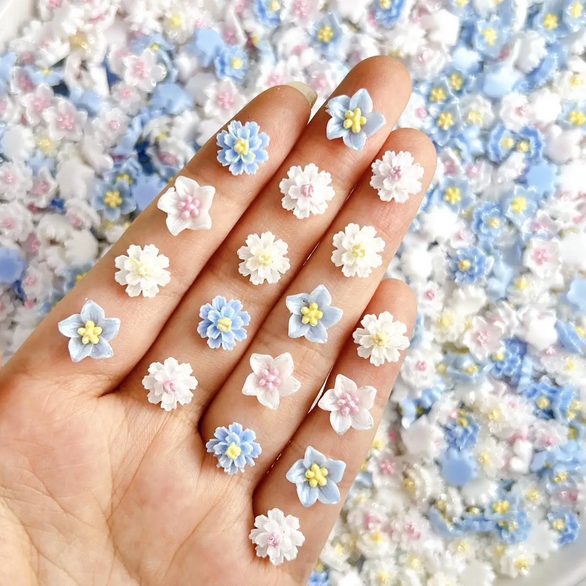 30PCS 새로운 더블 색상 수국 꽃 네일 참 DIY 손톱 부품에 대 한 크리 에..