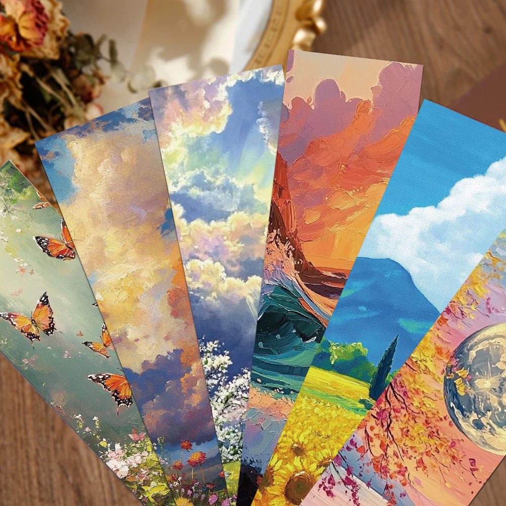 30pcs Romantic Oil Painting Bookmarks For Reading DIY School Stationary