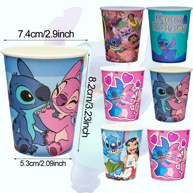Bicchieri Di Carta Stitch | 250 Ml | Per Feste Compleanno Bambini | Decorazione Blu Con Personaggio - Foto 8