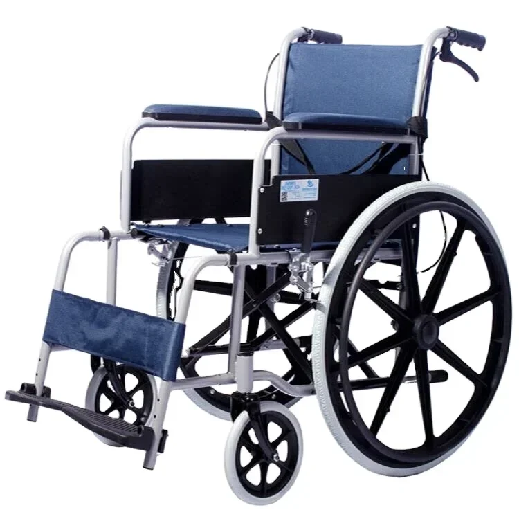Manual Wheelchair with Mag rear wheel High Carbon Steel Folding Lightweight Parking Brake with Foot Pedal
