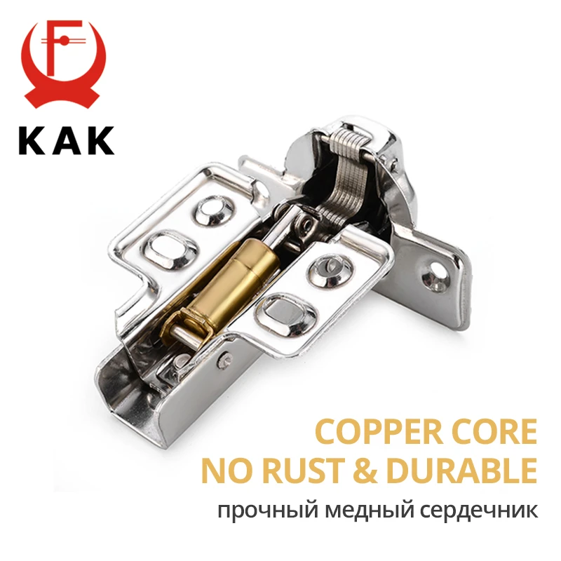 KAK 8 Pieces Stainless Steel Cabinet Hinges Soft Closing Hydraulic Door Hinge Damper Buffer Kitchen Cabinet Furniture Hardware