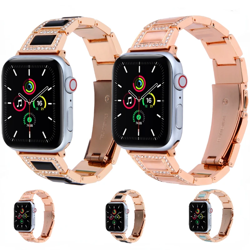 Resin＋Metal Strap For Apple watch Ultra 8 7 45mm 41mm Sports Stainless steel bracelet Band iWatch 6 5 4 3 SE 40mm 44mm 38mm 42mm