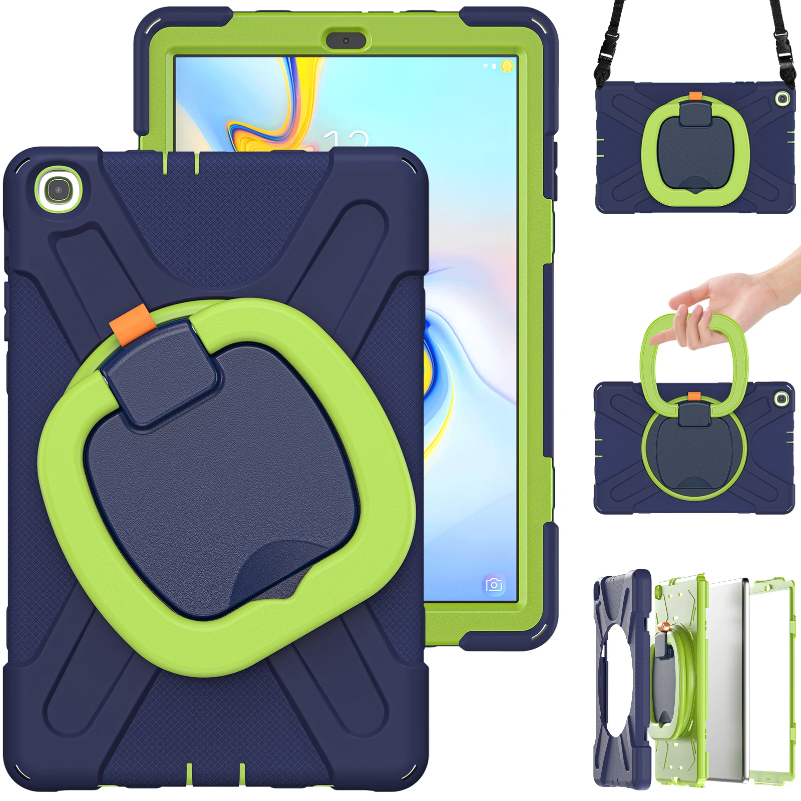 360 Custodia Con Cinturino Rotante Per Samsung Galaxy Tab A 10.1 ''Sm-T510 Sm-T515 T510 T515 Custodia Protettiva Armatura Ibrida # R
