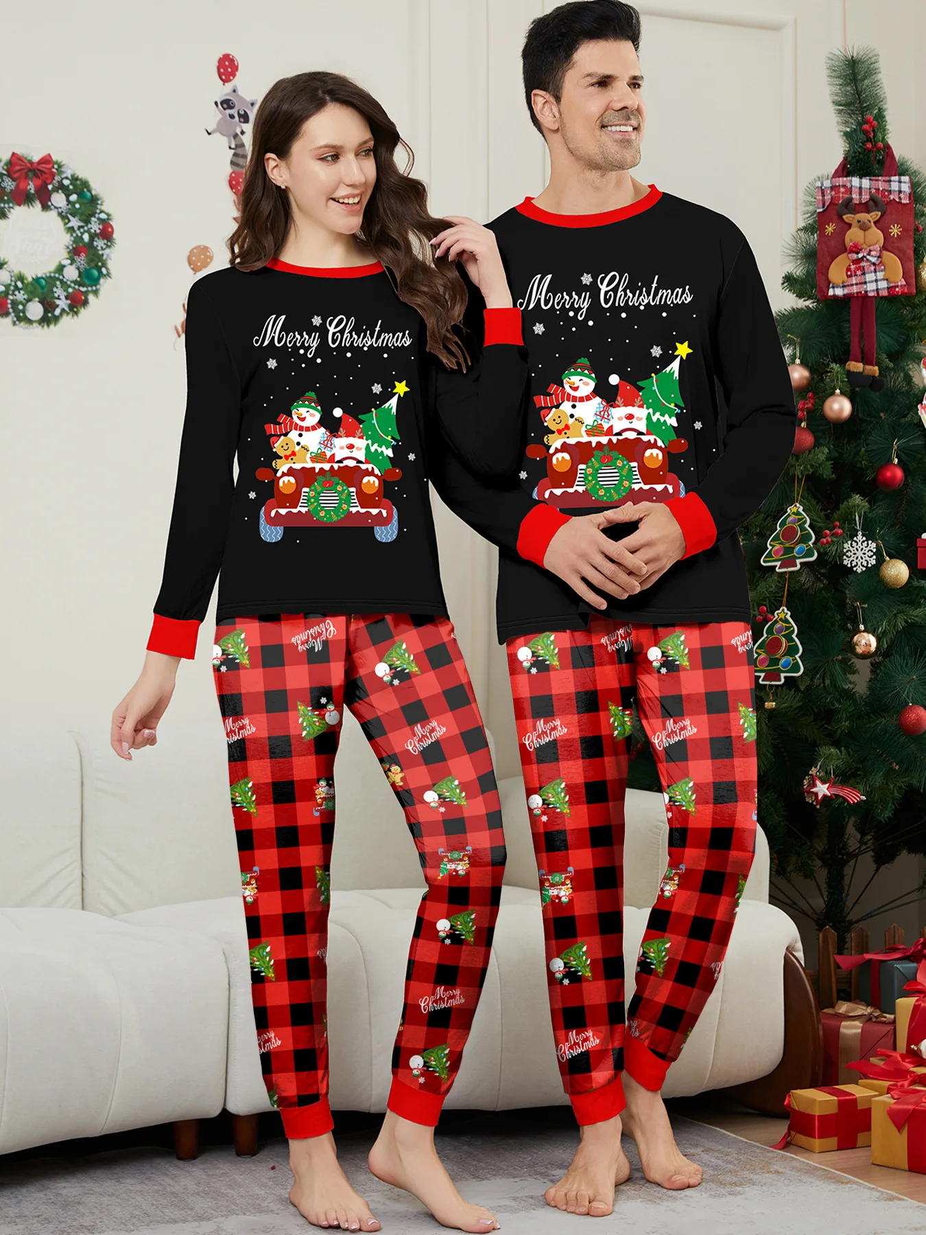 thumbnail image 4 of Conjuntos familiares a juego para Navidad, pijamas para adultos, niños, mamá y papá, mamelucos para bebés, ropa de dormir informal, pijamas de aspecto familiar de Navidad para Claus, 4 of 5