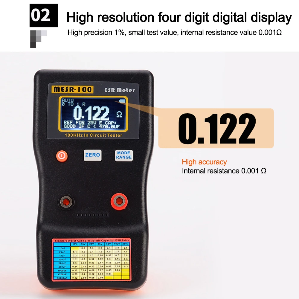 Multimeter MESR-100 ESR Capacitance Ohm Meter Professional Measuring Internal Resistance of Capacitor Capacitance Circuit Tester 3
