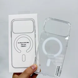 Shockproof Transparent Phone Case with Magnetic Wireless Charging Feature for iPhone 18 (Transparent)
