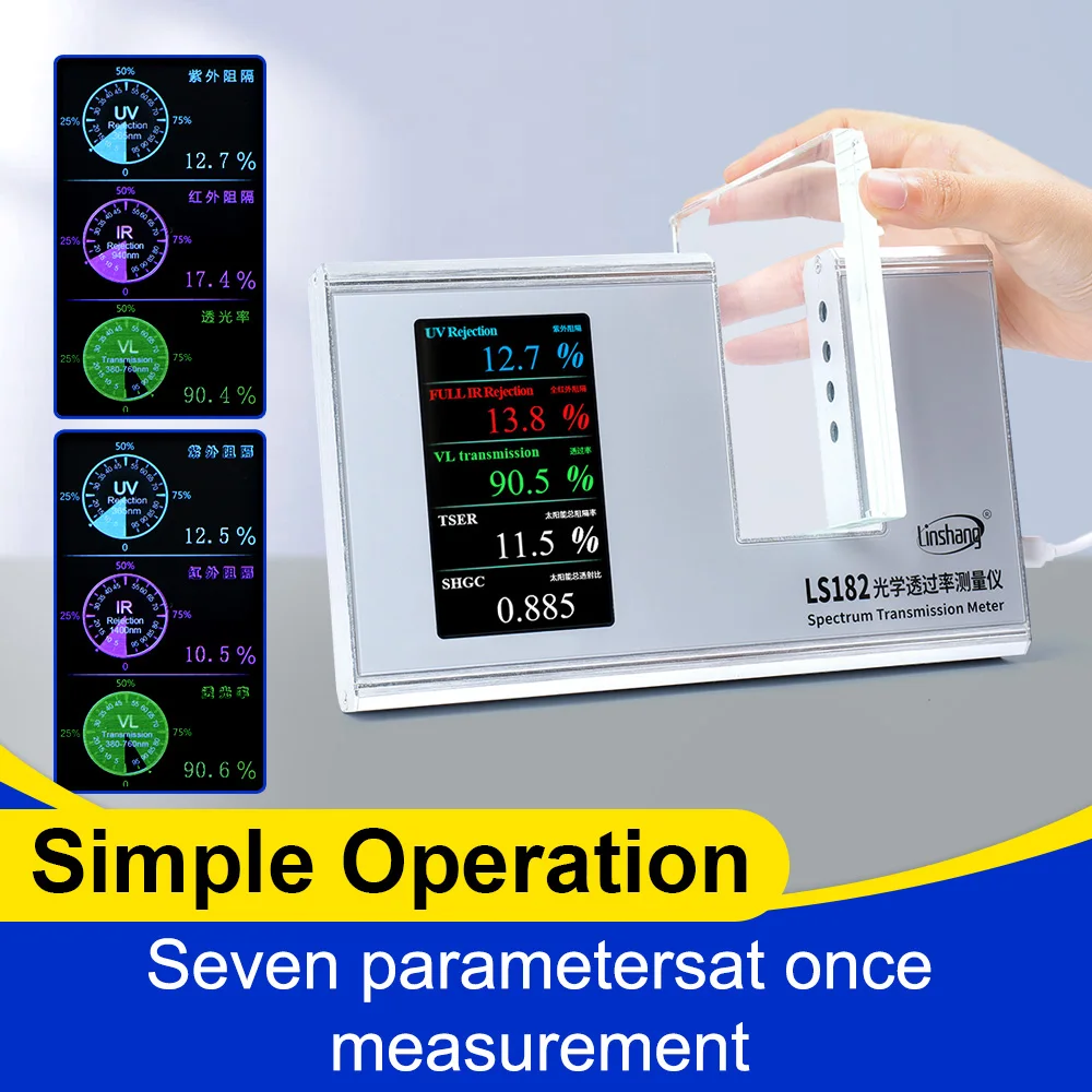 Transmission Tester TSER Meter SHGC Tester Light Transmittance Meter UV IR VLT Full IR Advanced for Window Tint LS182