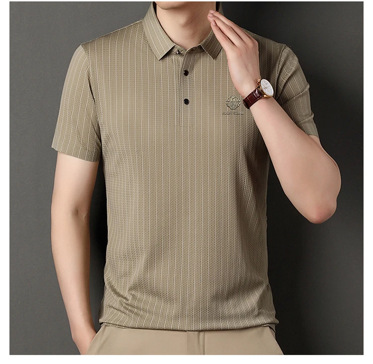 Green Snake Fashion Summer Casual Breathable Cool Comfortable Lapel Polo Short Sleeve Korean Striped Print Design T-shirt Top 25 Sf4df88fffedf4d1cb540efa0b9df1ba7B