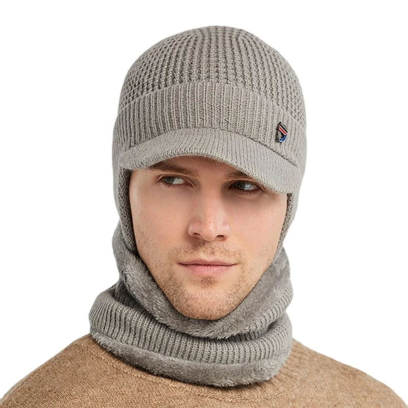 

3In1 Winter Knitted Baseball Hats for Men Outdoor Ear Face Protect Visors Thick Fleece Inside Warmth Cycling Ski Caps Male